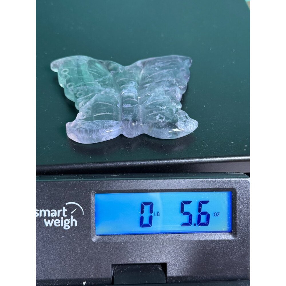 Natural Fluorite Butterfly Hand Carved Stone Healing Crystal UVs 160g 3" - Picture 6 of 6